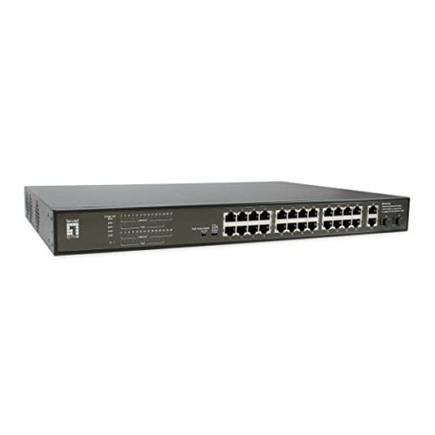 LevelOne FGP-2831 Netzwerk-Switch Unmanaged Fast Ethernet (10/100) Power Over Ethernet (PoE) 1U/28x FE FGP-2831 2xGE 2xGSFP 390W 802.3xPoE/ schwarz