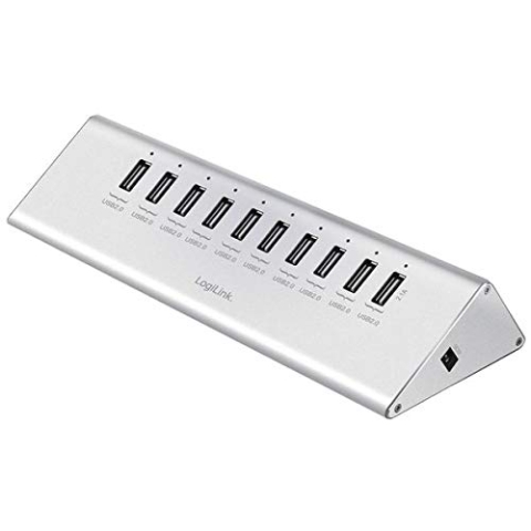 LogiLink UA0226 10 Port USB 2.0-Hub Silber