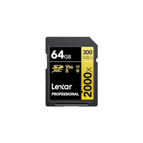 Lexar Professional 2000x SD Karte 64GB, SDXC UHS-II Speicherkarte ohne Lesegerät, Bis Zu 300MB/s Lesen, Class 10, U3, V90 Speicherkarte für DSLR, Videokameras in Kinoqualität (LSD2000064G-BNNAG)