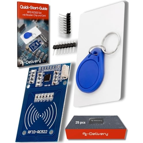 AZDelivery 25 x RFID Kit RC522 mit Reader, Chip und Card 13,56MHz SPI kompatibel mit Arduino und Raspberry Pi inklusive E-Book!