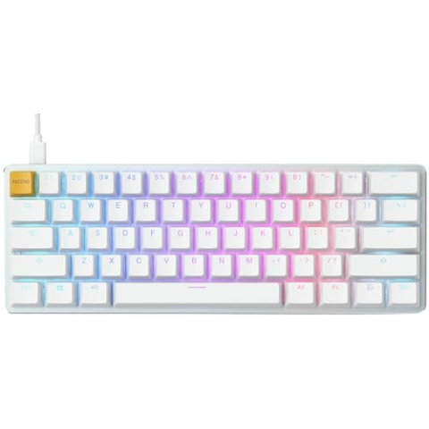 Glorious Gaming GMMK Compact (60%) – Mechanisches Gaming-Keyboard, Gateron Brown Schalter (taktil), Doubleshot-Kappen, tastenweise RGB, anpassbar, 60%-Keyboard, Amerikanisch QWERTY Layout - Weiß