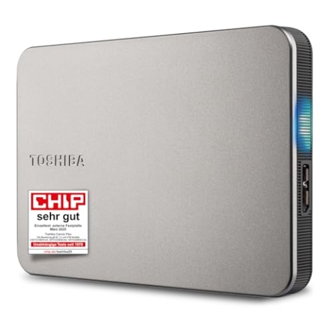 Toshiba Canvio Flex 2TB – Portable 2.5’’ External Hard Drive (HDD) for Mac, Windows PC, Smartphone and Tablet Use, Compatible with Most USB-C and USB-A Devices, Warm Silver (HDTX220ESCAA)
