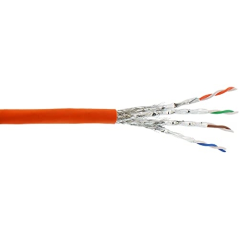InLine 70500I Verlegekabel Cat.7a, S/FTP (PiMF) 4x2x0,58 AWG23, 1200MHz, halogenfrei, orange, 500m