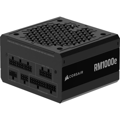 CORSAIR RM1000e (2025) Modulares, geräuscharmes ATX-Netzteil mit 12V-2x6-Kabel - ATX 3.1- und PCIe 5.1-kompatibel, Cybenetics Gold-Effizienz, 105°C-Kondensatoren, moderner Standby-Modus - Schwarz