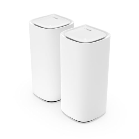 Linksys Velop Pro WiFi 6E Mesh-System MX6202-KE – Cognitive Mesh-Router mit 6-GHz-Band-Zugriff und 5,4 Gbit/s – Mesh-Abdeckung für bis zu 550 m² und 400 Geräte – 2er-Pack