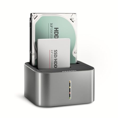 AXAGON ADSA-DC USB3.2 Gen1-2X SATA 6G Clone DUAL HDD Dock Station ASMedia