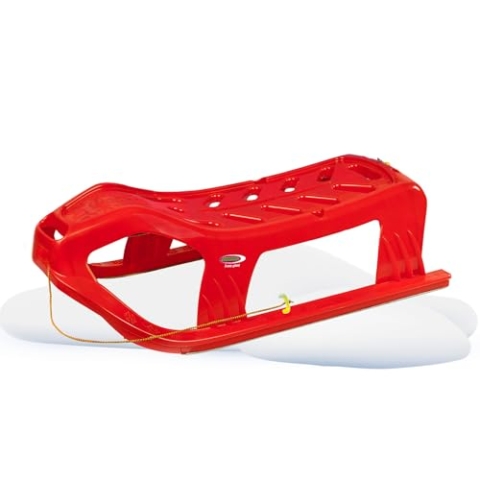 JAMARA 461120 Play Schlitten Snow-Star 90cm-Metallkufen, Seil mit Griff zum Ziehen, schlagzäher Kunststoff, Rot