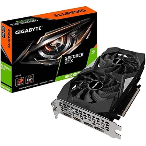 Gigabyte Gv-N166SOC-6GD GeForce GTX 1660 Super OC 6G Grafikkarte, 2X Windforce Lüfter, 6GB 192-Bit GDDR6, Grafikkarte Schwarz