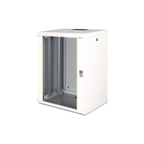 DIGITUS Netzwerk-Schrank 19 zoll 16 HE - Wandmontage - 450 mm Tiefe - Traglast 100 kg - Unique Serie - Glastür - Grau