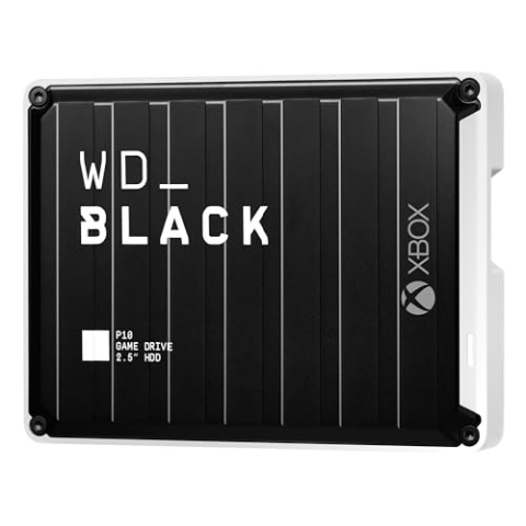 WD_BLACK P10 Game Drive for Xbox 4 TB (1 Monat Xbox Game Pass Ultimate, Übertragungsgeschwindigkeiten bis 130 MB/s, für Xbox) Schwarz mit weißem Rand