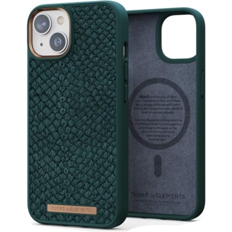 NJORD Coque MAGSAFE Cuir DE Saumon iPhone 14 VERT