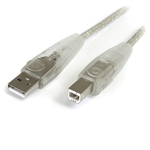 StarTech.com USB2HAB15T USB-2.0-Kabel (A auf B, USB-Kabel, USB (M) auf USB Typ B (M), USB 0,6 m, 4,5 m, geformt, transparent, 4,5 m