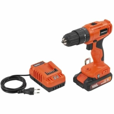 Dual Power Perceuse A Percussion Sans Fil POWDPO1110-3 in 1-20 V - Avec Batterie und Ladegerät