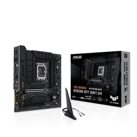 ASUS TUF Gaming B760M-BTF WiFi D4 Mainboard Sockel Intel LGA 1700 (Intel B760, mATX, DDR4 Speicher, PCIe 5.0, 2X M.2, WiFi 6, Thunderbolt 4, Aura Sync)