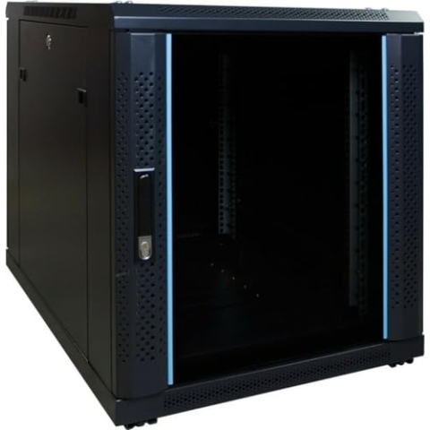 12 HE - Kleiner Serverschrank - mit Glastür (BxTxH) 600 x 800 x 720 mm - Traglast 800 kg