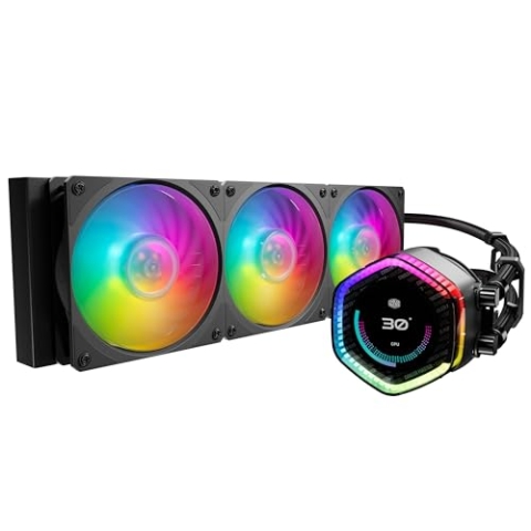 Cooler Master MasterLiquid 360 Ion CPU-Wasserkühlung – 2,1-Zoll-LCD-Display, AIO-Wasserkühlsystem, Gen X Zweikammerpumpe, Mobius 120P ARGB-Lüfter, adressierbares Gen 2 RGB, LGA1700- & AM5-Halterungen