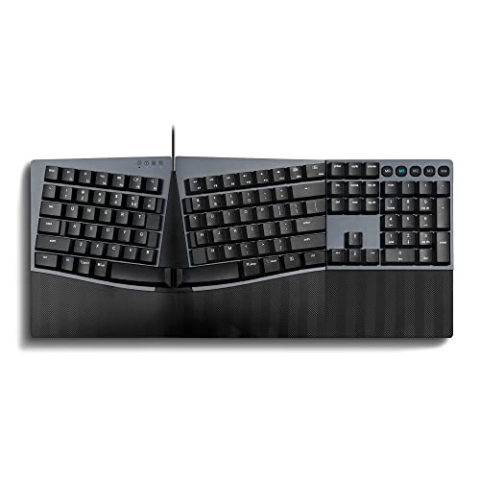 Perixx PERIBOARD-535BR Kabelgebundene ergonomische mechanische Geteilte Tastatur, Flache braune taktile Schalter, kompatibel mit Windows und Mac OS X, US-Englisch