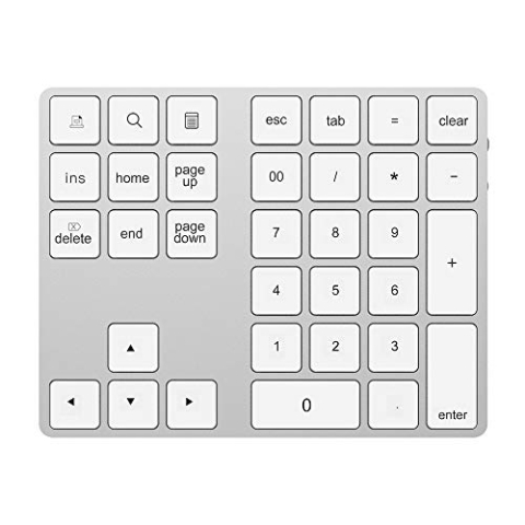 HDWR Numerische Tastatur mit Bluetooth, 34 Tasten, Folientasten, Bluetooth-Modul, Integrierter Akku, 2X USB HUB, typerCLAW-BN110