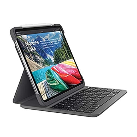 Logitech Slim Folio PRO Tastatur für Handy AZERTY Schweiz Graphit Bluetooth - Tastaturen für Handys (AZERTY, Schweiz, Mini, 1,7 cm, 1,6 mm, Apple)