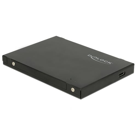 DeLock Externes 2.5 Gehäuse für m.2 NVMe PCIe SSD mit USB 3.1 Gen 2 USB Type-C (Chipsatz: Asmedia ASM2362, Datentransferrate bis zu 10 Gbps, Metallgehäuse), Schwarz (42609)