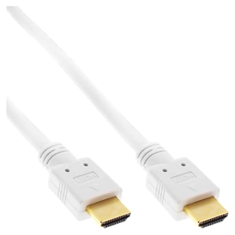 InLine 17507W HDMI Kabel, HDMI-High Speed mit Ethernet, Premium, Stecker / Stecker, weiß / gold, 7,5m