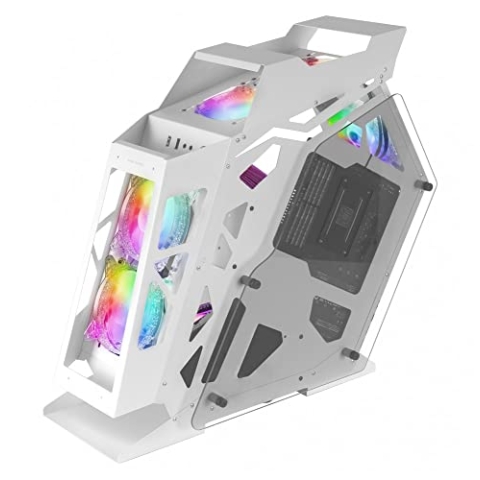 Mars Gaming MC61 Weiß, PC-Gehäuse Gaming Kompaktes Micro-ATX, 4 x 12cm Lüfter, ARGB Chroma, Dual Tempered Glass Fenster, MC61W