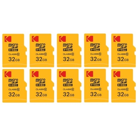 KODAK 10 Stück Micro-SDHC-Speicherkarten 32 GB mit Adapter – Hochgeschwindigkeits-Speicherlösung
