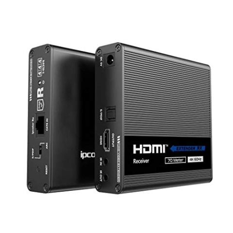 PremiumCord 4K HDMI Extender auf 70 m über Patchkabel Cat6 / Cat6A / Cat7, IR-Sender und -Empfänger, HDMI 2.0, ARC, Videoauflösung Ultra HD 4K @ 60Hz