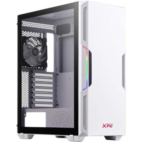 ADATA XPG STARKER Mid-Tower PC Chassis, ATX/Micro ATX, Mini-ITX, Tempered Glass Side Panel, I/O USB 3.0 Port, White, STARKER-WHCWW, One Size