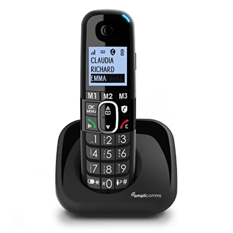 Amplicomms BigTel 1500 schnurloses DECT Großtasten Telefon, Audio-Boost, extra Laute Klingeltöne, Hörgerätekompatibel, Anrufschutz