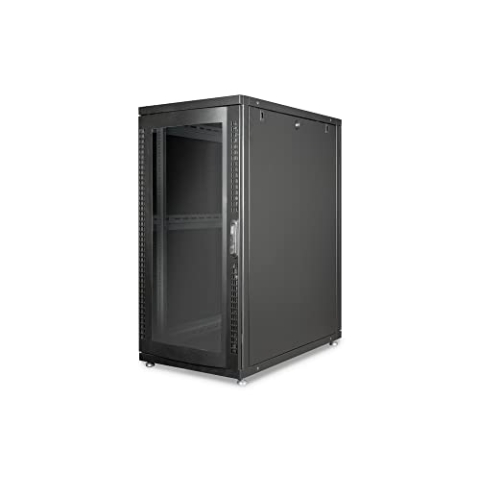 DIGITUS Serverschrank - 19-Zoll Rack 26HE - 60x100 cm - Unique Serie - Glastür - Traglast 1000 kg - Nutztiefe 875 mm - Netzwerkschrank - Schwarz