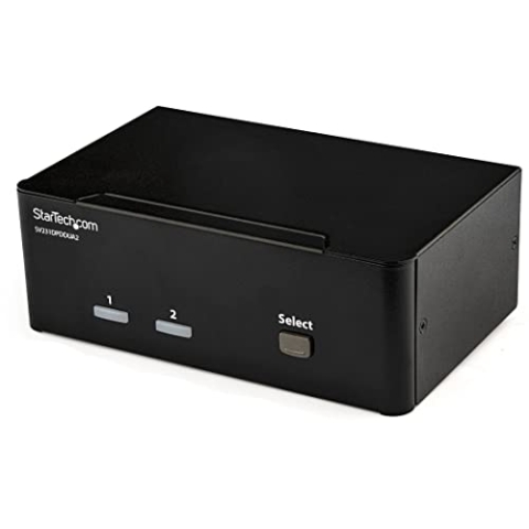 StarTech.com 2 Port DisplayPort Dual Monitor KVM Switch - DisplayPort KVM - 4K 60 Hz, Schwarz