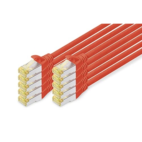 DIGITUS CAT 6A S/FTP Patchkabel, 10 Stück, 3m, rot