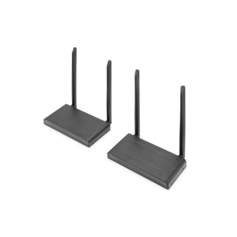 DIGITUS DS-55328 Wireless HDMI KVM Extender/HDMI Splitter (1:4) – UHD 4K/30 Hz – 150 m Reichweite – Set: Sender & Empfänger – Loop-Out, IR Infrarot – HDMI 2.0 & HDCP 2.2