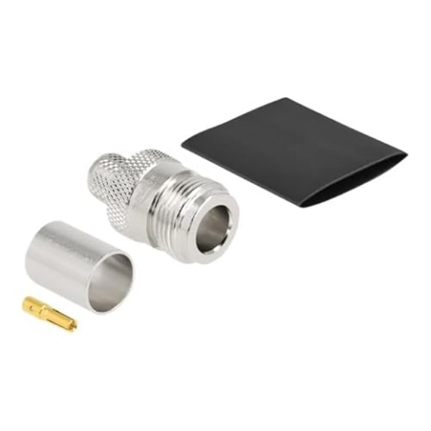 Delock N Buchse zum Crimpen LMR 400 mit passendem Schrumpfschlauch