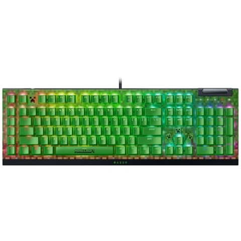 Razer BlackWidow V4 X Minecraft Edition - Mechanische Gaming-Tastatur - Chroma RGB (grüne Clicky Switches, 6 dedizierte Makro-Tasten, Doubleshot-ABS-Tastenkappen) US-Layout | Minecraft