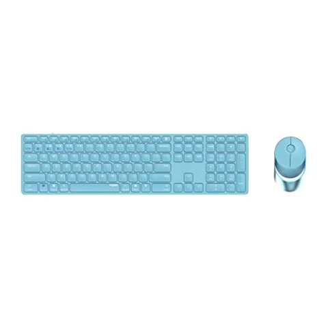 Rapoo 9850M kabelloses Tastatur-Maus Set Wireless Deskset 1600 DPI Sensor wiederaufladbarer Akku flaches Aluminium Design DE-Layout QWERTZ PC & Mac - blau