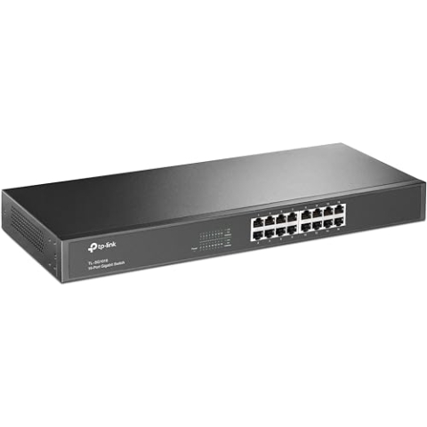 TP-Link TL-SG1016 16 Port Gigabit Netzwerk Switch ( 19 Zoll Rack-Montage, 16*RJ-45 LAN Ports, Metallgehäuse, , unmanaged, Plug-und-Play)schwarz