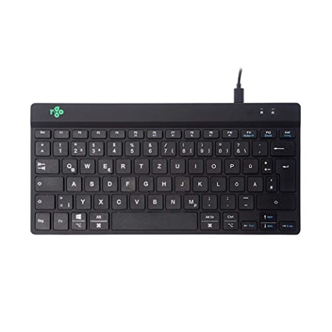 R-Go Tools Break Tastatur, Deutsches QWERTZ Layout, Mini Tastatur ohne nummernblock, Mit Pausenanzeige, Ergonomische compact Design, USB Kabelgebunden, Schwarz