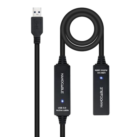 Nanocabel 10.01.0312 - USB 3.0 Verlängerungskabel mit Verstärker, Typ A/M-A/H, Stecker Buchse, schwarz, 10.0 mts