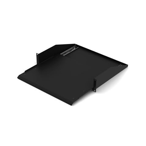 19 Zoll Ausziehbarer Fachboden für Wandschränke mit 600mm Tiefe - Schwarz - Traglast 10 kg