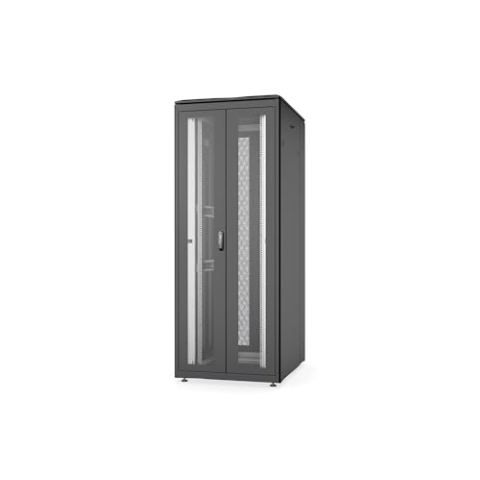 DIGITUS Netzwerkschrank - 19-Zoll Rack 42HE - 80x100 cm - Unique Serie - Traglast 800 kg - Nutztiefe 943 mm - Türen Perforiert (2-Flügelig) - Schwarz