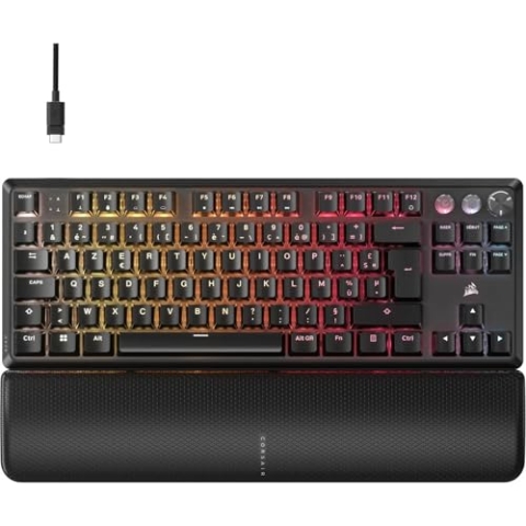 Corsair K70 PRO TKL RGB Gaming-Tastatur, kabelgebunden, magnetisch-mechanisch, verstellbare MGX Hyperdrive Schalter mit vorlackiertem Hall-Effekt, SOCD und gleichzeitiger Schnellauslöser, 8000 Hz,