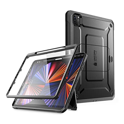 SUPCASE Hülle für iPad Pro 12.9 Zoll 2022 / 2021 / 2020 (6th/5th/4th) Bumper Case 360 Grad Schutzhülle Support Apple Pencil Laden [Unicorn Beetle PRO] mit Displayschutz und Ständer (Schwarz)