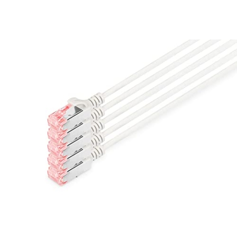 DIGITUS LAN Kabel Cat 6-7m - Slim - 5 Stück - RJ45 Netzwerkkabel - U/FTP Geschirmt - Kompatibel zu Cat-6A - Grau