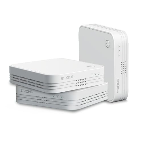 STRONG - 3x Atria WiFi Mesh Home Trio Pack 1200 - WLAN Verstärker - Bis zu 450 m² zusätzliche WLAN-Abdeckung - Kompatibel mit allen Router - Dual Band 2,4 GHz + 5 GHz - Gigabit LAN-Anschlüsse - weiß