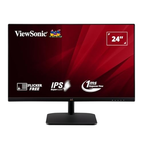 Viewsonic VA2432-MHD 60,5 cm (24 Zoll) Büro Monitor (Full-HD, IPS-Panel, HDMI, DP, VGA, Eye-Care, Eco-Mode, Lautsprecher) Schwarz