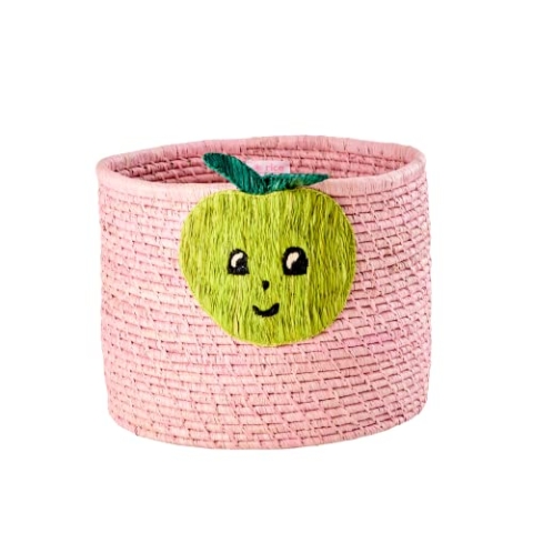 rund Raffia Korb - Rosa
