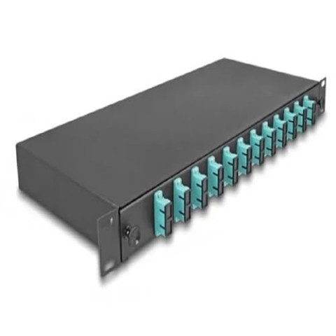 DeLOCK Glasfaser-Spleißgehäuse, 12 x SC Duplex OM3 1U, komplett montiert, spleißfertig. Marke: