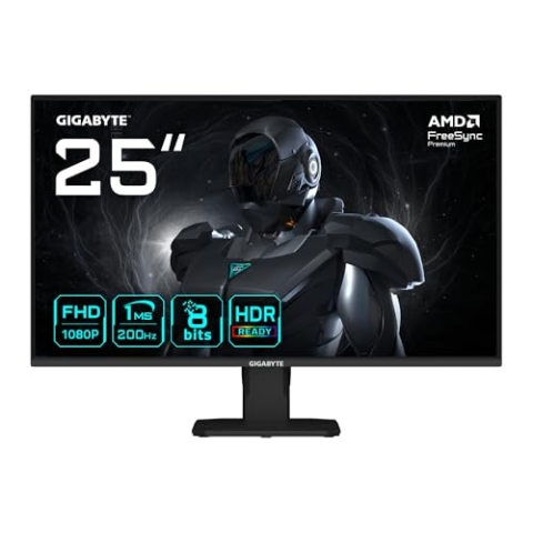 Gigabyte GS25F2 25" FHD Gaming-Monitor - 1920 x 1080, 200Hz, 1ms, 300 cd/m², Display HDR 10, HDMI 2.0, DisplayPort 1.4